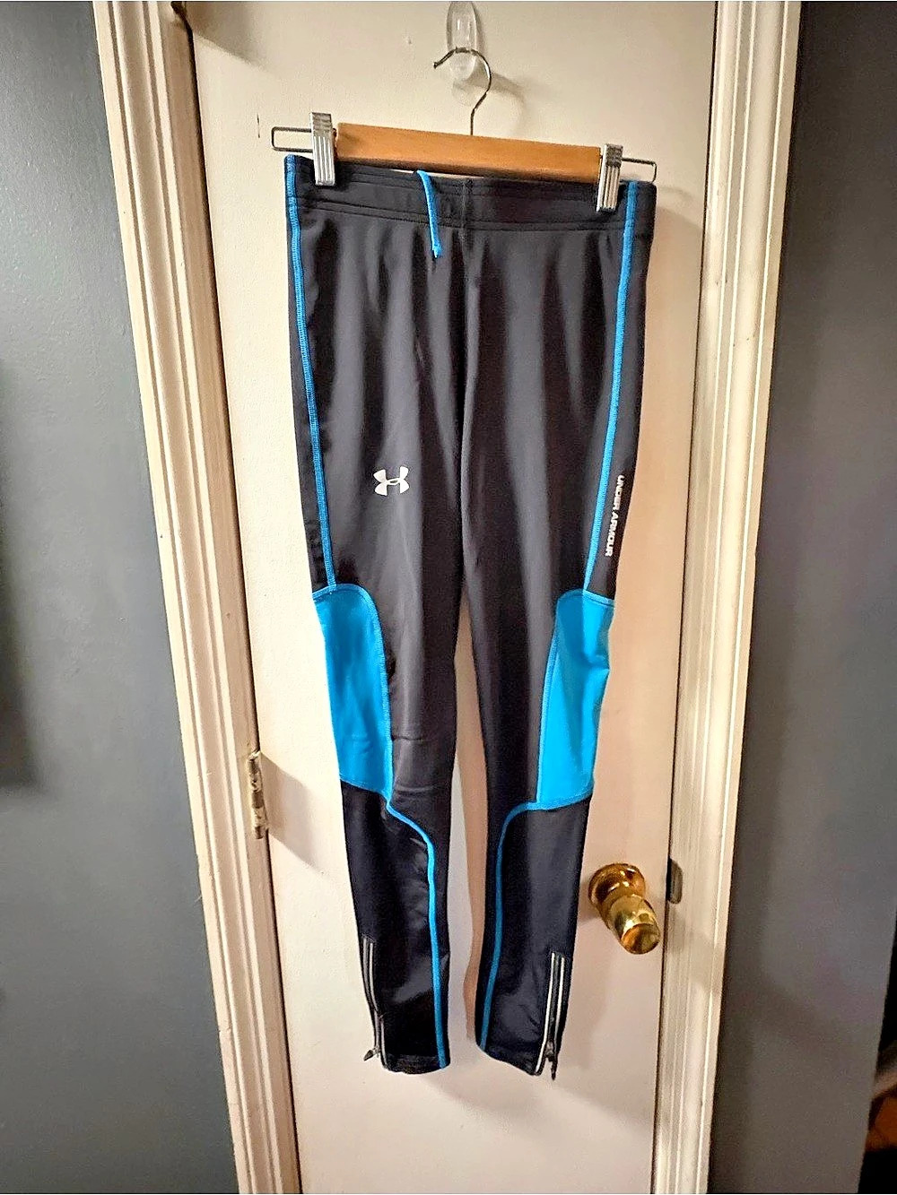 Under Armour HeatGear Compression Pants Black Blue Medium Like New